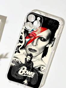 Funda transparente para teléfono D-David Singer B-Bowie Rock compatible con  17 16 15 14 13 12 11 PRO MAX PLUS Mini, funda suave y amigable con la piel, compatible con funda  17 pro max, funda  17 pro, funda  17, funda  16 pro max - z1 - Ver 6