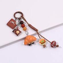 Valentine's Day Gift: A Cute Keychain With Cartoon Hamburger And Cookie Snack Designs, A Fun And Creative Bag Decoration, And A Stylish Key Chain. Keywords: Keychain, Women's Keychain, Valentine's Day Gift, Fun Gift, Bulk Gift, Bag Charm, Backpack, Suitcase, Travel, Camping, Hiking, Holiday. - Q1934-2 - Xem 3