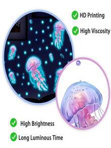 1set Glow In The Dark Cute Jellyfish Wall Stickers, Self-Adhesive DIY Decals For Kids Bedroom Nursery Room Decor - Multicolor - View 11