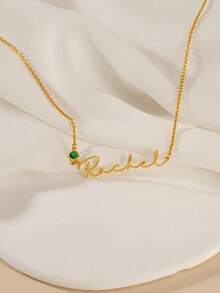 A Personalised English Name Necklace, Featuring Your Name And Birthstone, Birthstone Necklace, Exclusive Gift For Women, Mother's Day Gift, Anniversary Gift, Christmas Gift, Birthday Gift