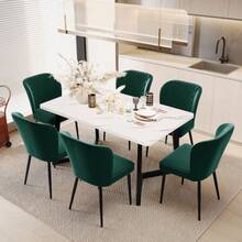 Dining Chair (2 Pcs), Dark Green, Upholstered Designer Chair With Backrest, Velvet Seat, Metal Frame - Xanh lá cây 2 - Xem 11