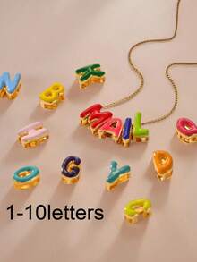 1 pieza Collar personalizado con colgante de letra de burbuja 3D de colores, joya de colgante de letra de burbuja personalizada, regalo ideal para amigos, parejas y familia - Estilos de moda, vintage, minimalista, casual, lindo, personalizado, regalo único ideal para bodas, Día de San Valentín, Día de la Madre - Dorado - Ver 9