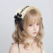 2pcs/Set Lolita Headband + Neck Strap, Soft Girl Maid Lace Bow Ribbon Hair Clip, Sweet Princess Style, Versatile - Multicolor - View 8