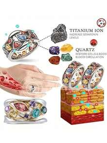 1pc Fashion Crystal Quartz Ion Ring, With Therapeutic, Slimming, Lymphatic Drainage Effects, Magnetic Multi-Color Minimalist Accessory - Multicolor - View 6