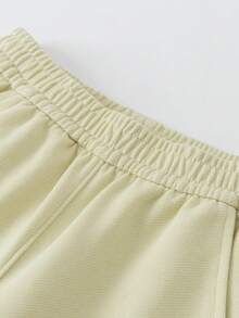 mini bala Kids Straight Leg Pants, Unisex, Elastic Waist, Shape-Retaining & Comfortable, Spring Casual Wear - Apricot Yellow - View 6