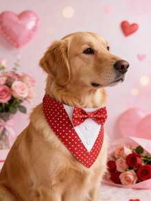 Valentine Dog Tuxedo Bandana, Red Heart Pet Tux With Bowtie, Adjustable Valentine's Day Costume For Extra Small Medium Large Dogs Cats - Multicolor - View 9
