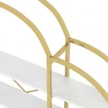 Simple Style Shelving Unit Measuring 170 X 26 X 190 Cm, Made Of Steel Tubing And MDF, With Five Storage Shelves, A Unique Cloud Shape, Easy To Assemble And Clean, Gold And White Finish. - Gold + White - View 10