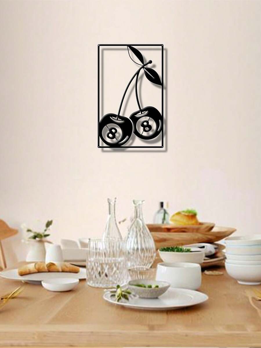 1 buc. Decor rustic din fier forjat, design cu cireșe și numărul 8, articol ideal mobil și reutilizabil, nu necesită electricitate, ușor de agățat, decor de perete din metal durabil de înaltă calitate, decor de Ramadan, decor pentru casă, decor pentru baie, decor pentru dormitor, decor pentru living, decor pentru birou, decor pentru grădină, decor pentru curte, cadou perfect pentru familie și prieteni, cadou ideal pentru casă, cadou de sărbători, cadou de ziua de naștere, cadou de petrecere, cadou de Ziua Îndrăgostiților. - Multicolor - Vizualizare 1