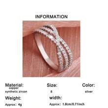1 pieza Anillo de mujer con circonita, adecuado para uso diario - Plateado - Ver 7