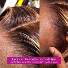 34 Inch Honey Blonde Ombre Body Wave 13*4 HD Lace Front Human Blended Hair Wig For Women - 2000% Density Glueless Pre Plucked Natural Hairline Realistic Fluffy Wear Wig - SP4/27 - View 3