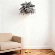 1pc Creative Ostrich Feather Floor Lamp, Dimmable 3-Color Changing Warm Lighting For Bedroom, Living Room, Wedding Decor, Charging Version Includes 1 Data Cable - Gold Charging Version - View 10