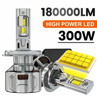 DrViAion 2 piezas Faros LED de coche de alta potencia de 300W, 180,000 lúmenes de brillo, adecuados para H11, 9005, HB3, 9006, HB4, 9012, HIR2, H7 y otros modelos de bombillas de faros LED
