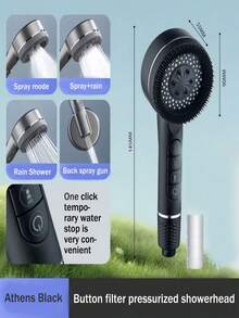 1pc High Pressure Shower Head With Booster, Super Strong Water Flow Handheld Shower Head Set For Bathroom - Multicolor - View 1