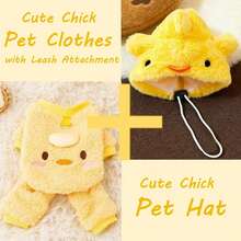 1 bộ quần áo cho thú cưng, áo liền quần cho chó/mèo với họa tiết gà con hoạt hình, bao gồm 1 bộ áo liền quần có lớp lót giữ nhiệt 4 chân và 1 mũ lông mềm mại cho thú cưng, trang phục dễ thương và ấm áp cho thú cưng nặng 2-6kg. - Màu vàng - Xem 15
