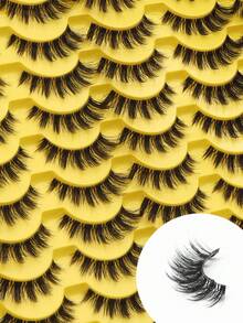 30 Pairs Vampire Style False Eyelashes, DD Curl Natural & Thick, 0.07mm Lightweight Lashes, Suitable For Halloween Costume, Nightclub Makeup, Reusable DIY,Handmade Lengthened Thick Curly Eyelashes Artificial 3D Fuax MinkEyelashes D Curvature Makeup Tools Hot Sellers For Daily Life, Gift For Christmas - 尖尾漫畫款 - 查看 5