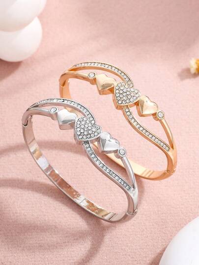 Brazalete de aleación de zinc con diseño de corazón, de moda y versátil