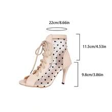 Peep Toe Ankle Boots For Women, New Spring/Summer/Autumn Suede Leather Zipper Back Stiletto Heel Jazz Dance Shoes, Sexy & Cool Style, Suitable For Summer Dates & Parties, Black Suede Material, Fashionable Stiletto Heels - Khaki - View 8