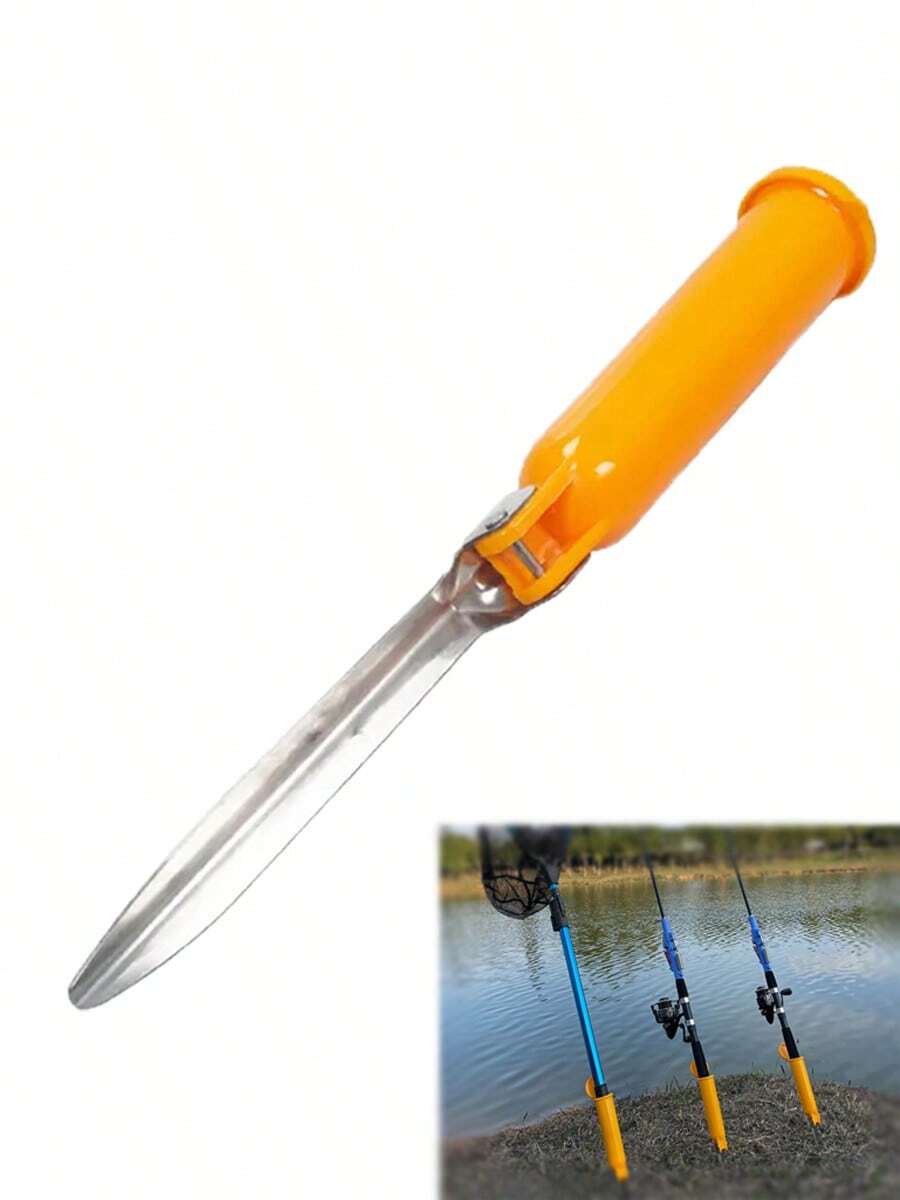JIENAI Foldable Fishing Rod Rest & Bell Set – 1pc Holder + 1pc Bell For Night Fishing - Yellow - View 1