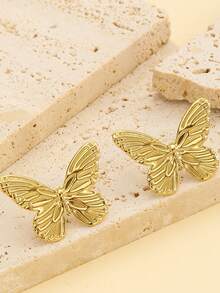 1 Pair Exquisite 304 Stainless Steel Oil-Finished Geometric Irregular Stud Earrings - Minimalist Elegant Design, Versatile Earrings Suitable For Daily Wear And Parties, Perfect Holiday Gift For Family And Friends - Multicolor - View 16