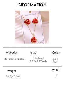VJS 1 Set Fashion French Drip Glaze Triangle Necklace & Earrings Set, 304 Stainless Steel Material, Waterproof & Rust-Proof, Multiple Colors Available, Suitable For Daily Wear And Gift - French Necklace and Earring Set - View 10