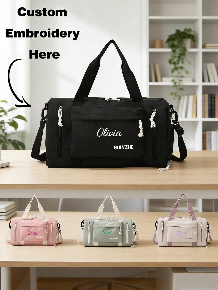 Customizable Name Large Capacity Travel Tote Bag, Suitable For Girls, Boys And Teenagers, Lightweight Sports Gym Bag With Shoe Compartment, Can Be Used As Carry-On Luggage, Perfect For Travel, School Or Fitness