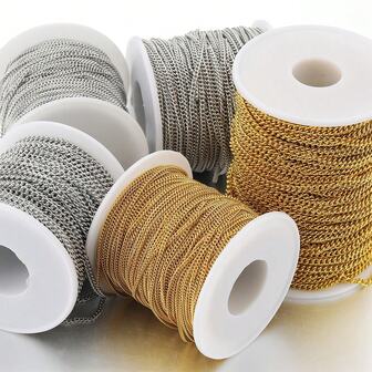 1m Fashionable Gold Stainless Steel Wide Oval Cross Chain, Suitable For DIY Necklace, Bracelet, Jewelry Making