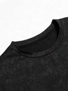 1pcsManfinity Sport Corelite Men's Letter Print Round Neck Loose Fit Short Sleeve Sports T-Shirt Acid Wash T Shirt Oversized Tees Baggy T Shirt Oversi - 紫色 - 查看 4