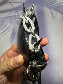 POLASUP 1件设计师原创超大金属链条铆钉装饰眼镜螺丝，手工DIY重型赛博朋克哥特西部风格男士角色扮演面具，时尚厚实手感[净重130克]眼镜 - 鉚釘&鏈條混合龐克眼鏡 - 查看 6