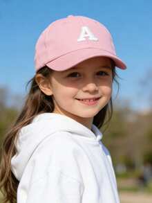 1顶幼儿可调节字母棒球帽（A-Z），魔术贴闭合，防晒帽，适合1-5岁儿童，日常休闲佩戴 - 淺粉色 - 查看 4
