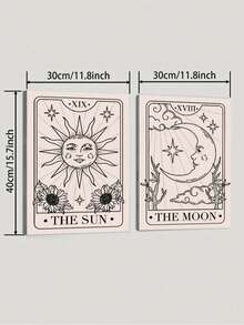 2幅抽象日月海报，油画帆布，客厅卧室墙面装饰画，防水，无框/有框 - 彩色 - 查看 12