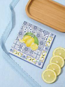 40pcs 13"X13" Disposable Party Napkins, Vintage Blue & White Floral + Fresh Lemon Pattern, Summer Theme Party Decor Napkins, Suitable For Picnic, Girls' Gathering, Family Dinner, Kids' Birthday - Multicolor - View 4