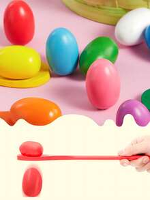 4pcs Easter Egg Spoon Race Set, Multi-Color Easter Egg Spoon Race Set, Suitable For Family Activities, Holiday Outdoor Yard Easter Egg Hunt, Birthday Party, Lawn Party, Birthday Gift, Easter