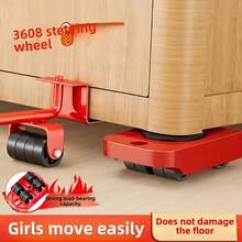 5pcs Multi-Function Furniture & Appliance Slider Kit - 360° Rotating Gliders For Effortless Sofa/Bed/Fridge Relocation (Floor- Design, No Heavy Lifting & Compact Storage)