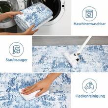 Runner Rug 2x6 Modern Abstract Hallway Rug Washable Area Rug Soft Area Rug For Bedroom Stain Resistant Rugs With Non Slip Backing Low Pile Rug For Kitchen Bathroom - Light Blue - View 5