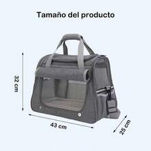 Transportadora para Perro y Gato, Bolsa de Transporte Transpirable para Mascotas, Transportín para Mascotas Pequeños y Medianos, Portador Plegable para Mascotas al Aire Libre con Tapete de Lana, Gris& asiento para perro auto | mascotas perros | cama para perro. - Gris - Ver 7