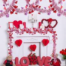 Heart-Shaped Colorful Streamer Party Decoration, Festive Atmosphere Decoration Fur Strips For Valentine's Day - Multicolor - View 4
