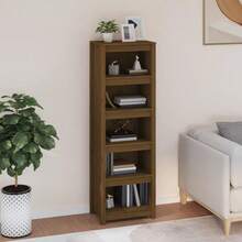 Larryhot Libreria Marrone Ambra 50x35x154 cm in Legno Massello di Pino, Facile da assemblare, dall'estetica elegante e raffinata, pratica per riporre gli oggetti, la scelta ideale per l'organizzazione e la decorazione domestica - Castano - Visualizzare 2