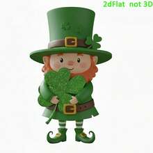 Irish Leprechaun Figurine Holding Shamrock Design Cute Green Gnome Decor - Adorable Irish Style, Sturdy Craft, Perfect For Desktop, Home  Yard Decor, Ideal For St. Patricks Day Celebrations - màu xanh lá - Xem 3