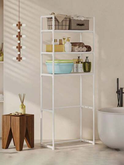 1个浴室洗衣机置物架，免钻孔储物架，多功能可移动储物架，适用于家庭、酒店、卫生间，扩展储物空间