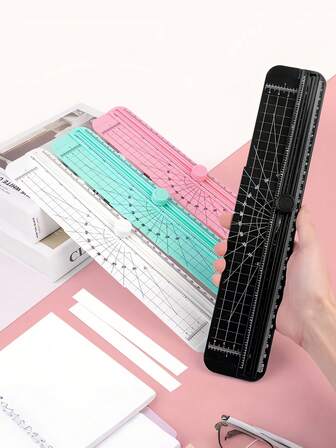 1 st bärbar A4-pappersskärare, glidande trimmer med skala i två riktningar, lämplig för gör-det-själv-foton, scrapbooking, kopieringspapper, kontorsmaterial, flera färger tillgängliga, pappersskärare för hem/skola/kontor