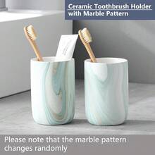 Green Marble Toothbrush Holders - Ceramic Toothbrush Holders For Bathrooms, Toothbrush Toothpaste Holders, Marble Bathroom Tumbler Cups Reusable Toothbrush Mouthwash Cup, Bathroom Counter Organizer,2pcs,GreenMarble - 綠大理石 - 查看 5