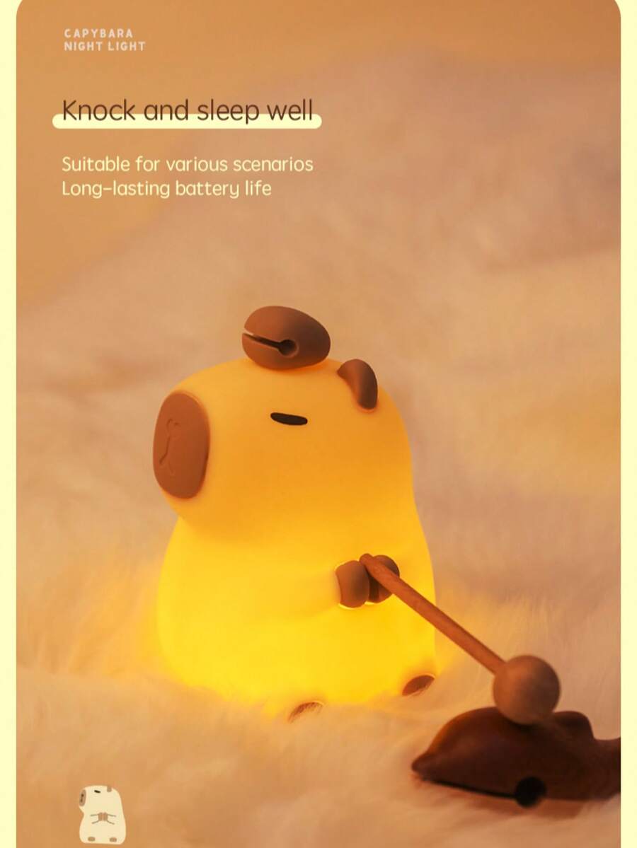 1 buc. Lampă de noapte Capybara din silicon, lampă de noptieră pentru însoțitor de somn cu temporizator de somn și încărcare USB, potrivită pentru decorul camerei, cadou de sărbători