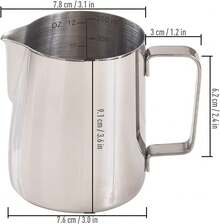 TendenciaLeche Café Latte Nave Taza Jarra Para Espumar Cocina (350ml)Calidad premium - Plateado - Ver 6