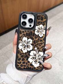 Leopard Floral Pattern Anti-Drop Black Crocodile Texture Phone Case Compatible With IPhone 17/16 Pro Max, 14/13, 16 12, 11 Pro Max, XS Max, X, XR, 8, 7, 14 Plus, Suitable As Birthday Gift, Girlfriend, Boyfriend Or Personal Use - Black - View 4