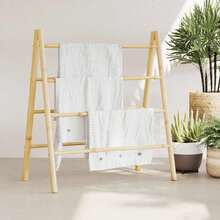 vidaXL Échelle à serviettes double avec 4 échelons 90x50x100 cm bambou - Tabac - Voir 1