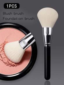 1pc Large Fluffy Soft Face Blush Brush/Powder Brush/Contour Brush/Bronzer Brush, Wooden Handle Makeup Brush, Cosmetic Tool - Black - View 4
