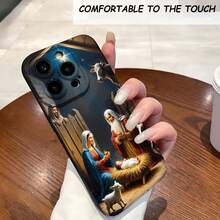 1PC Phone Case ,  Nativity Scene With Mary Joseph And Baby Jesus , Stylish Phone Case, Phone Decoration, All-around Lens Protection, Creative Small Gift, Funny Gift for Boys and Girls - Negro - Ver 1
