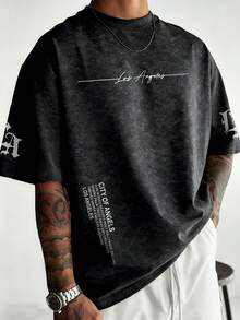 Men's Casual Versatile Simple Graphic Print Short Sleeve T-Shirt - Black - View 2