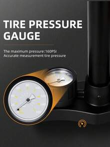 WEST BIKING 160PSI High Pressure Pump No Rebound With Barometer Bicycle Pump Daily Use Air Pump - Multicolor - View 6