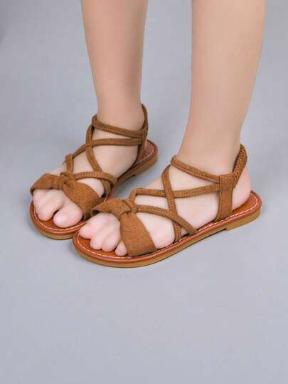 Casual Minimalist Children Open Toe Sandals, Lightweight & Comfortable Slip-On Girls Flat Sandals